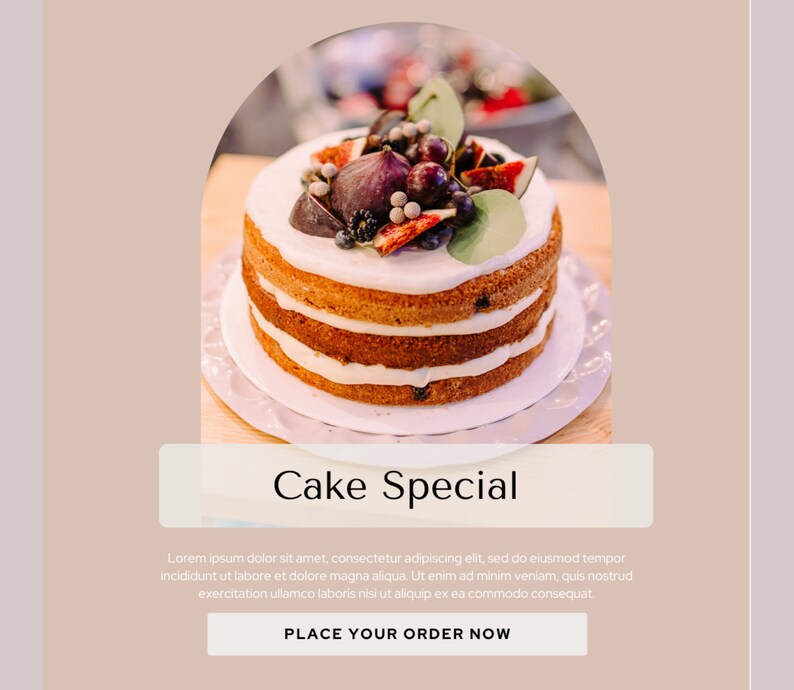 May include: A three-tiered cake decorated with fresh figs, berries, and greenery. The cake is frosted with white buttercream and sits on a white cake stand. The background is a light brown colour.