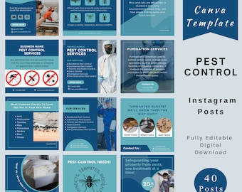 Instagram-berichtsjablonen voor ongediertebestrijding: socialmediamarketing (Canva)