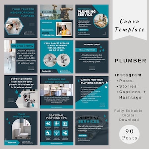 Plumber Instagram Post Templates, Plumbing Service Instagram Stories, Pipe Fixing Services, Plumbing Social Media Posts, Plumbing Repair