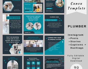 Plumber Instagram Post Templates, Plumbing Service Instagram Stories, Pipe Fixing Services, Plumbing Social Media Posts, Plumbing Repair