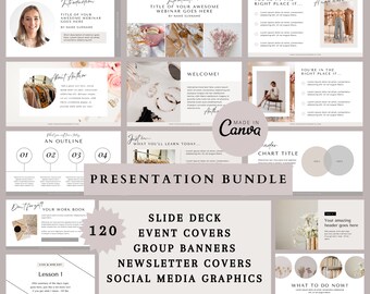 120-Piece Presentation Template Bundle: Webinar & Course Slides (PDF)