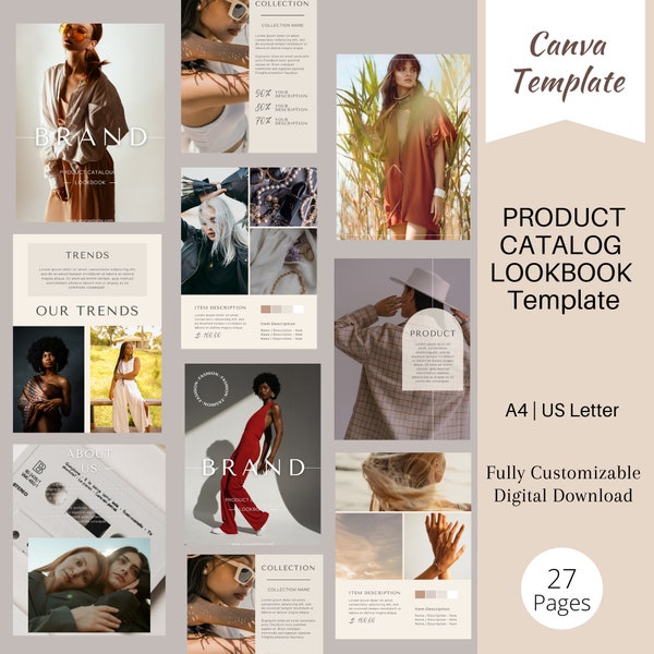 Product Catalog Template, Lookbook Template, Canva Magazine Template, Fashion Catalog Template, Editable Canva, Look Book , Marketing Ebook