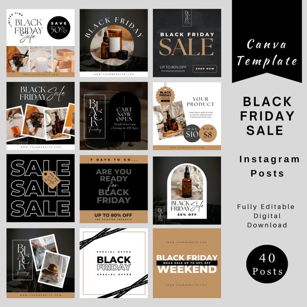 Black Friday Social Media Template, Black Friday Sale Posts, Black Friday Product and Services Sale Posts, Black Friday Instagram Posts