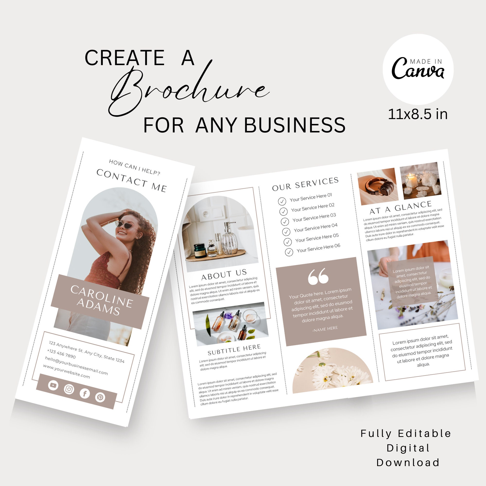 Editable Brochure Template, Trifold Template, Two Sided Trifold ...