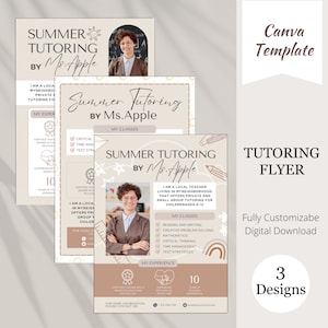 Tutoring Flyer, Editable Canva Template, Tutoring Services Template, Teacher Flyer, Small Business Flyer, Editable Flyer, Summer Tutoring