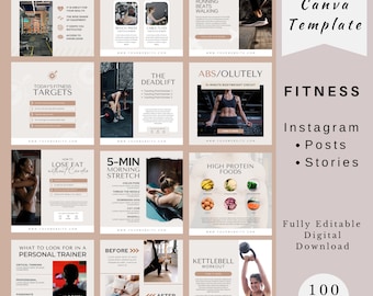 Fitness Instagram Template, Instagram Post and Stories, Nutrition & Fitness Coach, Personal Trainer  Social Media, Fitness Social Media, IG