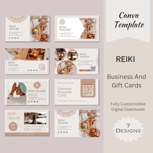 Spirituelle Reiki Visitenkartenvorlage, Reiki Geschenk Kartenvorlage, digitaler Download, Reiki Marketing Vorlage, druckbare Reiki Visitenkarte