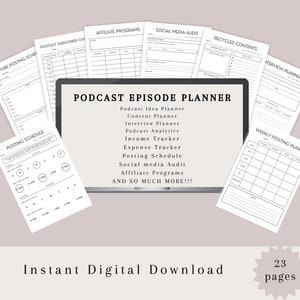 Podcast Planner, Podcast Episode Planner, Printable Podcast Content Planner, Podcast Episode Management, Interview Script & Tracker, PDF