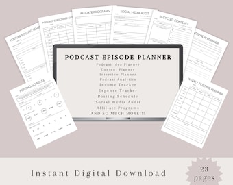 Podcast Planner, Podcast Episode Planner, Printable Podcast Content Planner, Podcast Episode Management, Interview Script & Tracker, PDF