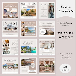 Travel Agent Instagram Posts, Travel Agent Template, Social Media Travel Post, Travel Advisor Posts, Travel Blogger Posts, Travel Agent Post