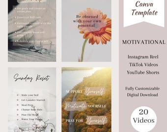 20 Instagram Video Reel Templates, Motivational Reels, Canva Templates, Quotes Reel Templates, Engagement Posts, TikTok, YouTube Shorts