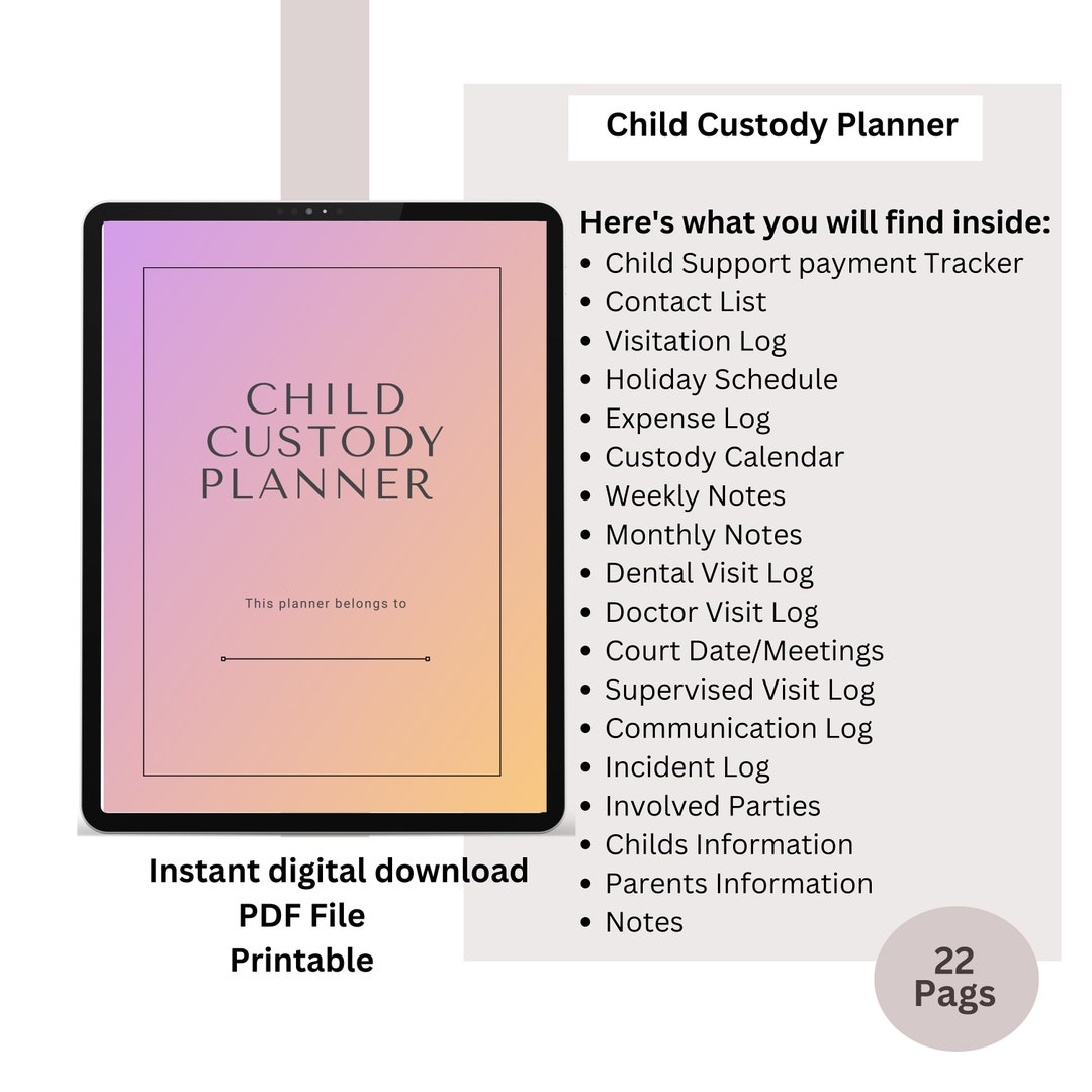 Child Custody Binder, Coparenting Child Custody Planner Printable