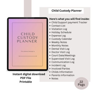 Child Custody Binder, Coparenting Child Custody Planner Printable, Custody Calendar, Single Parent Visitation Tracker, Custody Template 2023