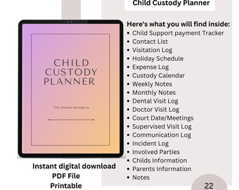 Child Custody Binder, Coparenting Child Custody Planner Printable, Custody Calendar, Single Parent Visitation Tracker, Custody Template 2023