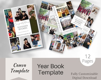 YEARBOOK AD Template, Canva Template, 12 Full Pages, Editable Layout, Senior Yearbook AD, High School Graduation Yearbook, College Grad