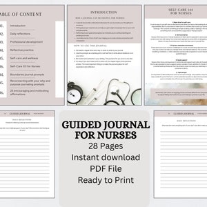 Guided Nurses Journal, Mental Healthcare,  Nurses Self Care Journal, Self Reflection Prompts, Nurses Work Life Balance, Stress Management