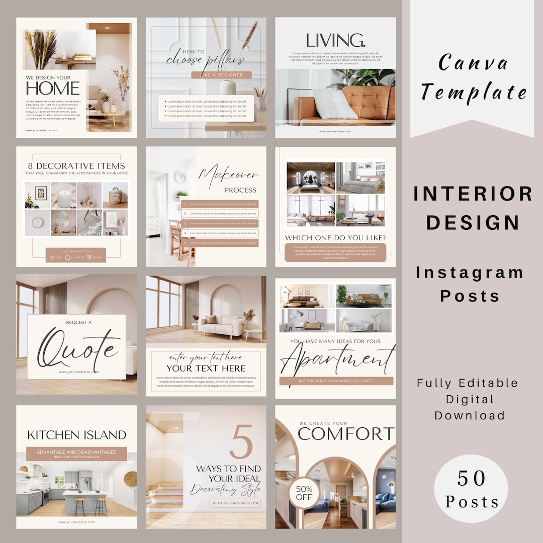 Interior Design Instagram Post Template | Interior Design IG Post ...