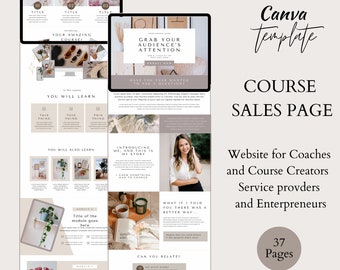 Canva Course Sales Page Template: Coaching Landing Page (Digital Download)