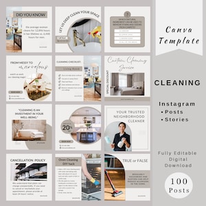 Cleaning Business Instagram Post Template, Editable Social Media Posts for Professional Cleaner, Cleaning Service Marketing, Ready to Post