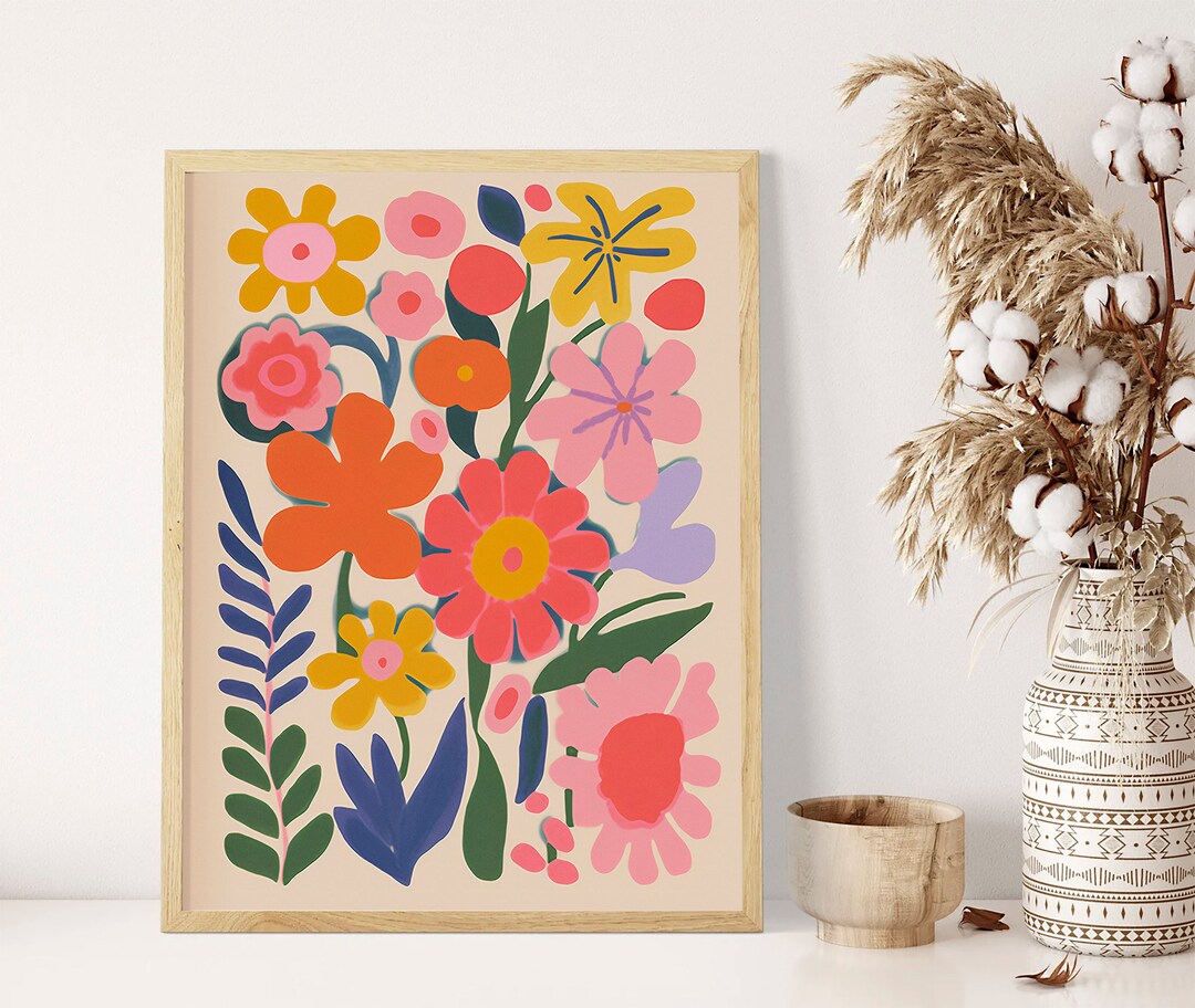 Cute Floral Art Print, Home Decor, Illustration, Graphic Design