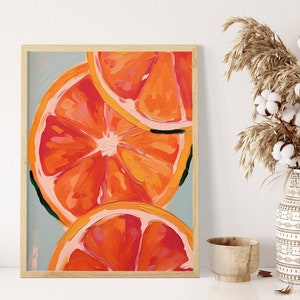 Lusciously Rich and Vibrant Blood Orange Oil Painting Art Print | A2 A3 A4 Sizes | Bold and Expressive Wall Decor - Citrus Lover | Kitchen