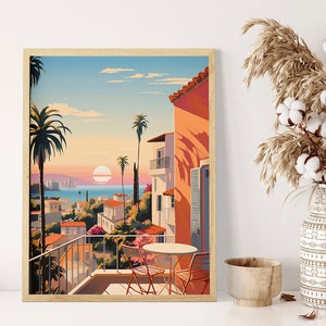 Summer in Sicily - Art Print - Italy Inspired Golden Hour Illustration - A4, A3, A2 Sizes, Mediterranean Wall Decor