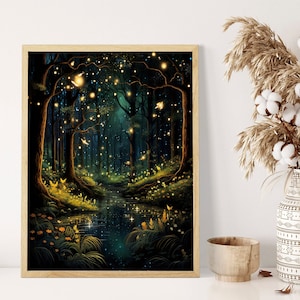 The Enchanted Forest: Mystic and Detailed Art Print | A2 A3 A4 Sizes | Fantasy Wall Decor, Forest Woodland Art