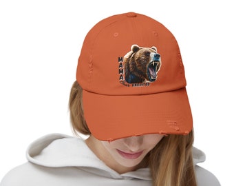 Mama Bear Unedited Mama Bear Roar Distressed Cap disponibile in 4 colori