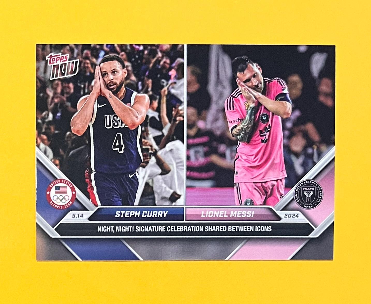 Steph Curry Lionel Messi Topps Now Night Night Signature Celebration Card  #128 - Etsy, image size:1434x1178