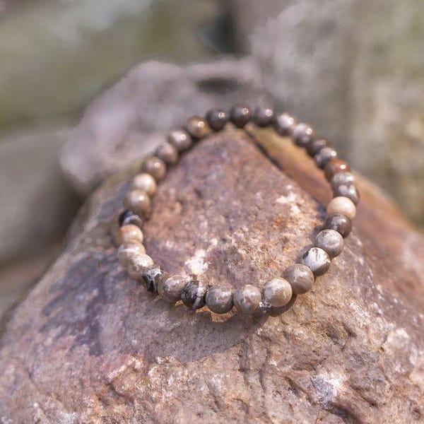 Petoskey Stone Stretch Bracelet | Plus size friendly | MI Stones | Fossils | Unique Jewelry|