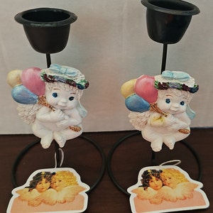 Set of 2 Chubby Cherub Candle Holder with Balloons Introductory offer! Buy 1 set get a set free!
