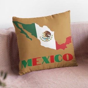 Almohada decorativa de México, almohada con la bandera de México, almohada con el mapa de México, decoración mexicana, linda almohada mexicana, arte impreso con el mapa de México