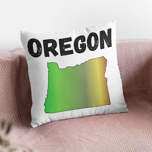 Almohada decorativa de Oregón, decoración de Oregón, almohada de Oregón, regalo de decoración del hogar de Oregón para Oregón, decoración de la habitación, regalos de Oregón, decoración de la habitación, regalo de Portland