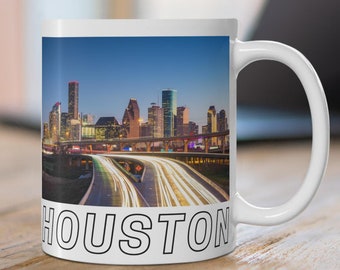 Koffiemok Houston Skyline, bureaudecor Houston Texas, mok Houston Texas, H Town-cadeau