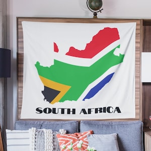 South African Flag Map of South Africa Wall Tapestry, South Africa Decor, South African Dorm Decor, South African Decor, South Africa Gifts