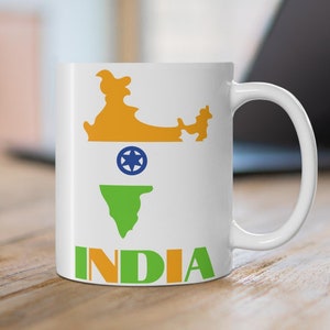 India Flag Mug, Map of India Mug, Indian Flag Mug, India Coffee Mug, India Map Print, India Travel Gift, India Map Print, India Gift