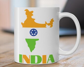 India Flag Mug, Map of India Mug, Indian Flag Mug, India Coffee Mug, India Map Print, India Travel Gift, India Map Print, India Gift