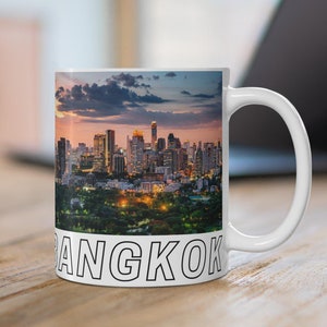 Bangkok Skyline Becher, Bangkok Kaffeebecher, Bangkok Becher, Bangkok Reise, Bangkok Thailand Becher, Bangkok Geschenk, Bangkok Thailand Geschenk, thailändischer Becher