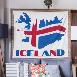 Drapeau islandais, carte de l'Islande, tapisserie murale, décoration Islande, décoration de dortoir islandais, décoration Islande, cadeaux Islande, décoration viking, cadeaux Islande