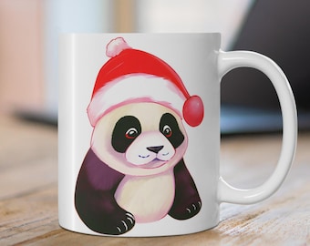 Weihnachten Panda Kaffeebecher, Santa Panda Becher, niedliches Baby Panda Dekor, Urlaub Panda Liebhaber Geschenkbecher