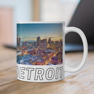 Detroit Skyline Mug, Detroit Coffee Mug, Trendy Detroit Mug, Detroit Travel Gift, Detroit Michigan Mug, Detroit Gift, Detroit Michigan Gift