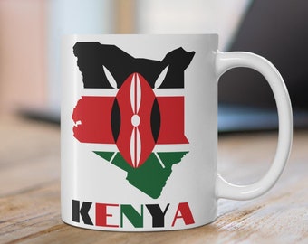 Kenya Coffee Mug, Kenya Flag Map Mug, Kenyan Gift