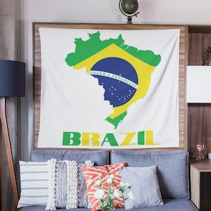 Drapeau brésilien, carte du Brésil, tapisserie murale, décoration du Brésil, décoration de dortoir brésilien, décoration d'intérieur du Brésil, cadeaux du Brésil, tapisserie de salle de classe du Brésil