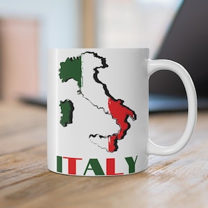 Italiaanse vlag kaart van Italië koffiemok, Italië kaart mok, Italië vlag mok, leuke Italiaanse mok, Italiaanse oma mok, Italiaanse moeder mok, Italië reiscadeau
