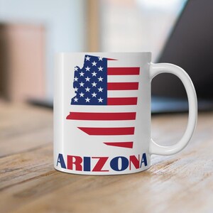 Mug carte drapeau américain de l'Arizona, tasse à café Arizona, tasse maman Arizona, tasse professeur de A à Z, tasse de grand-mère de A à Z, cadeau carte de l'Arizona, cadeau mignon de l'Arizona