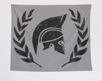 Grey Ancient Rome Tapestry, Roman Soldier Flag Wall Hanging, Classical Decor