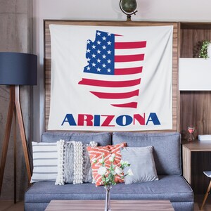 Mapa da bandeira americana do Arizona Tapeçaria de parede, presentes para ele, decoração de dormitório, decoração de casa do Arizona, presentes para namorado, tapeçaria de sala de aula