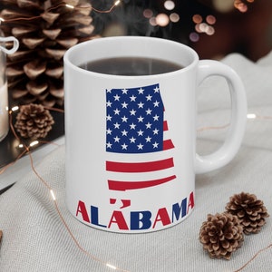 Copie de la carte du drapeau américain de l'Alabama, tasse, tasse à café Alabama, tasse maman, tasse enseignant, tasse Alabama grand-mère, cadeau carte Alabama, cadeau mignon Alabama