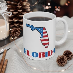 Mok Amerikaanse vlag kaart van Florida, trendy koffiemok Florida, mok Florida moeder, mok FL leraar, mok FL oma, mok kaart Florida, cadeau kaart Florida, cadeau Florida