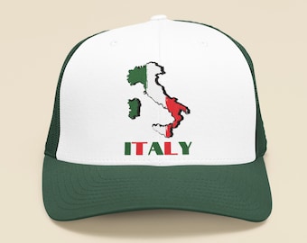 Italy Flag and Map Hat, Italian Flag Trucker Hat, Italy Hat, Italy Baseball Cap, Italy Gifts, Italian Gifts, Italy Travel Gifts, Italy Gifts